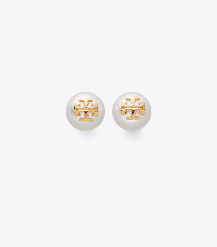 TORY BURCH WOMEN'S KIRA PEARL STUD EARRING - Ivory/Tory Gold