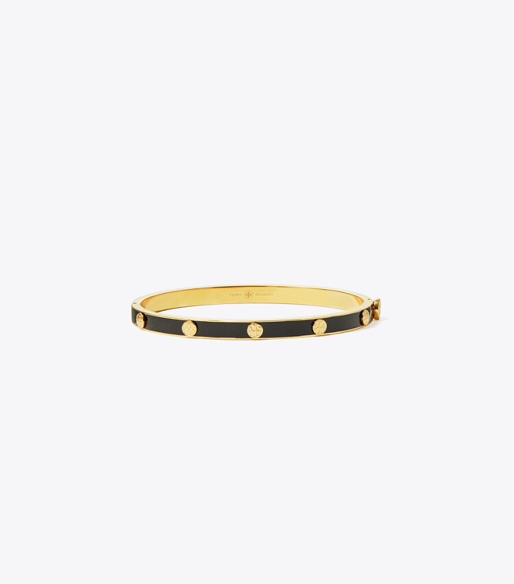 TORY BURCH WOMEN'S MILLER STUD 5MM ENAMEL HINGE BRACELET - Tory Gold / Black