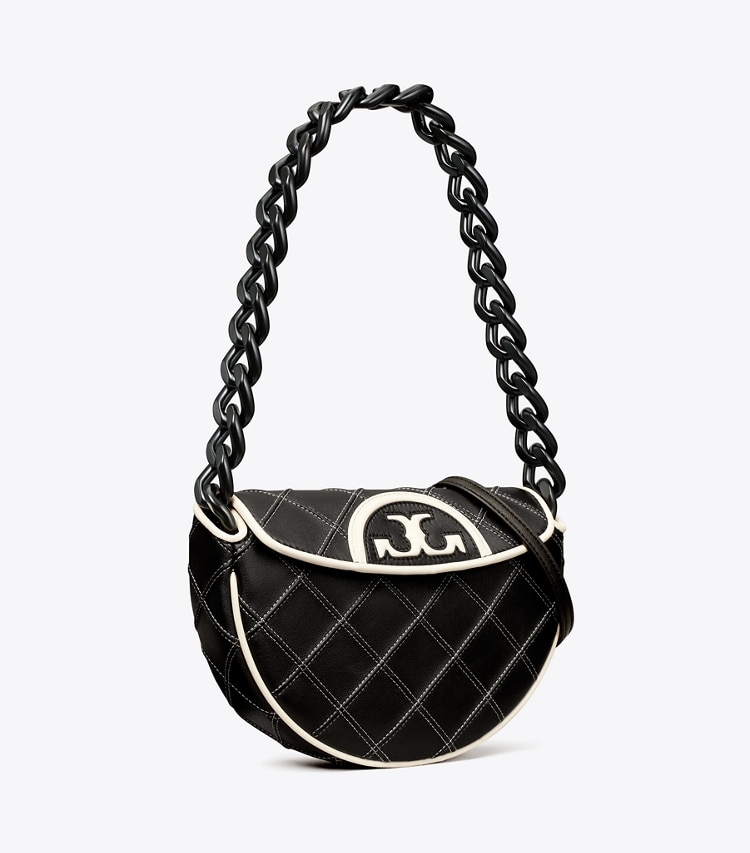 TORY BURCH WOMEN'S MINI FLEMING SOFT CRESCENT BAG - Black