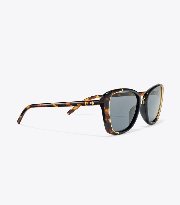 TORY BURCH WOMEN'S ELEANOR CAT-EYE SUNGLASSES - Black/Tortoise/Dark Grey