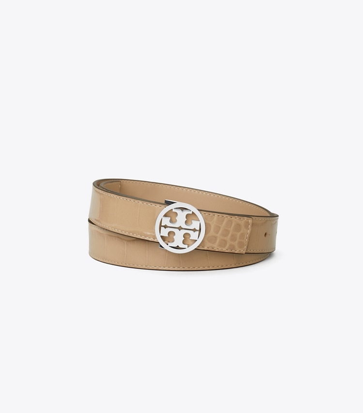 TORY BURCH WOMEN'S 1"MILLER CROC BELT - Terre / Silver