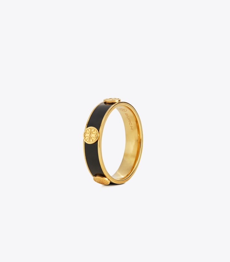 TORY BURCH WOMEN'S MILLER STUD ENAMEL RING - Tory Gold / Black