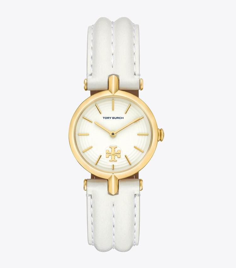TORY BURCH WOMEN'S KIRA WATCH, LEATHER/GOLD-TONE STAINLESS STEEL - Ivory/Gold