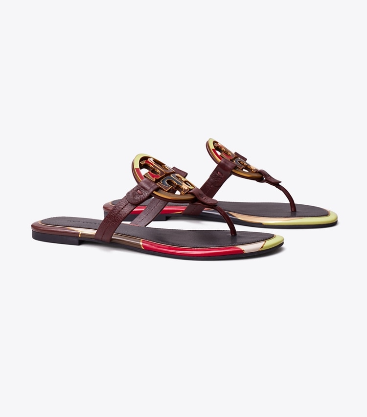 TORY BURCH WOMEN'S MILLER ENAMEL LOGO SANDAL - Plum