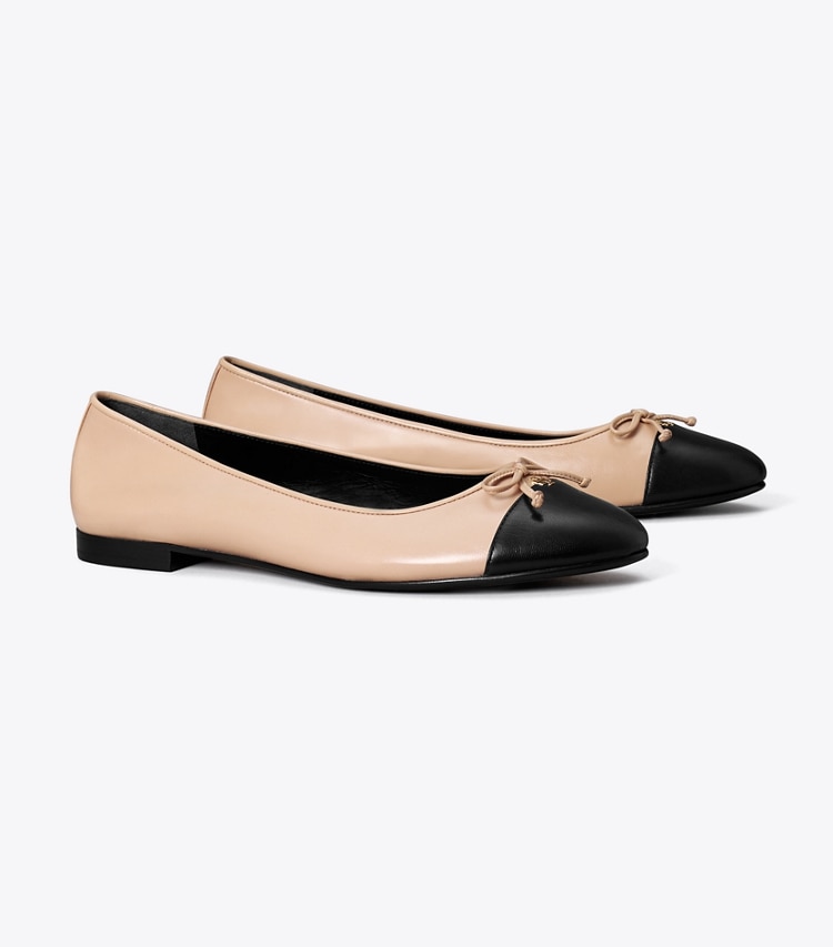 TORY BURCH WOMEN'S CAP-TOE BALLET - Shell Pink / Perfect Black