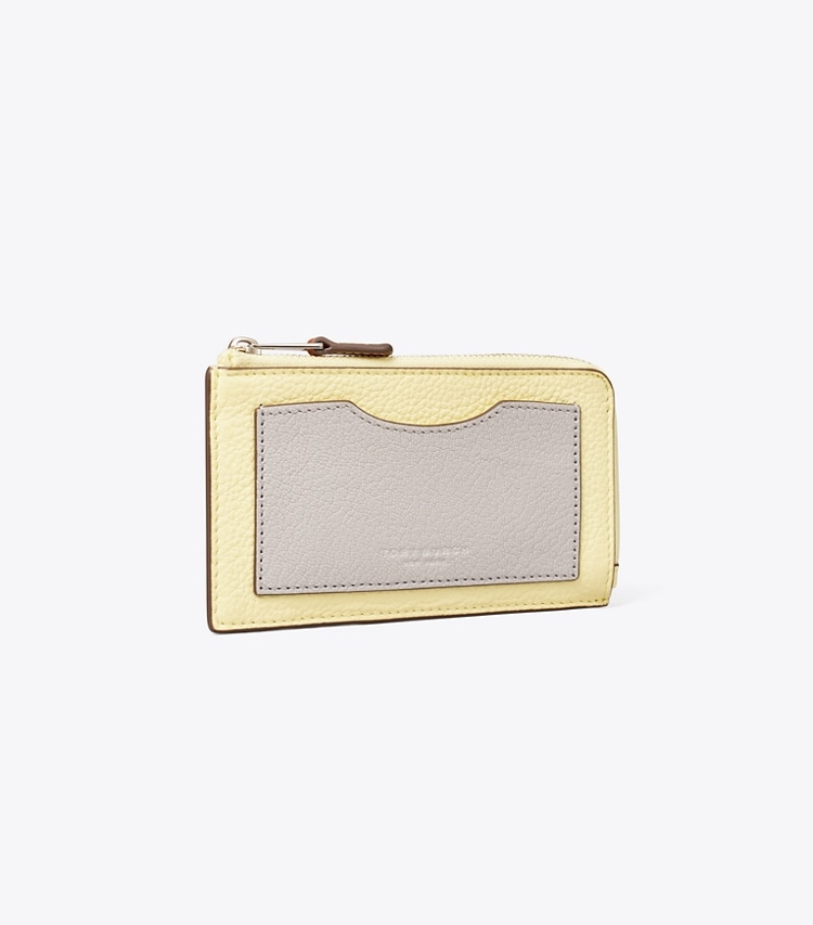 TORY BURCH WOMEN'S COLORBLOCK ZIP CARD CASE - Pastel Yellow Multi