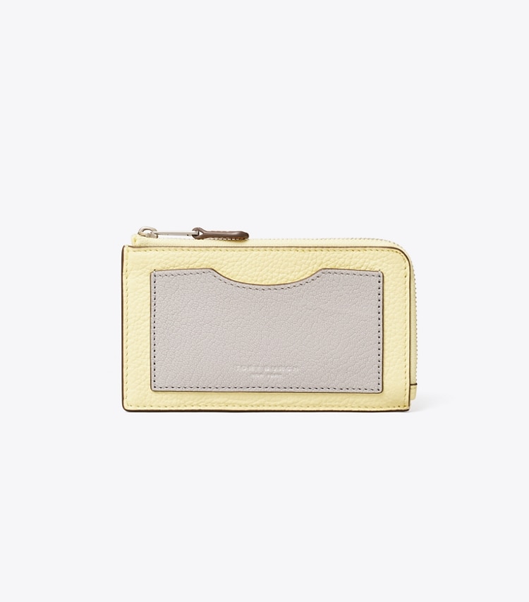 TORY BURCH WOMEN'S COLORBLOCK ZIP CARD CASE - Pastel Yellow Multi