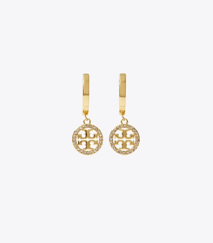 TORY BURCH WOMEN'S MILLER PAVe HOOP EARRING - Tory Gold / Crystal