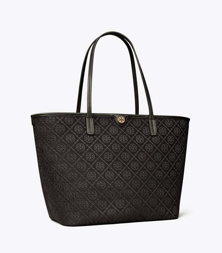 TORY BURCH WOMEN'S T MONOGRAM ZIP TOTE - Black