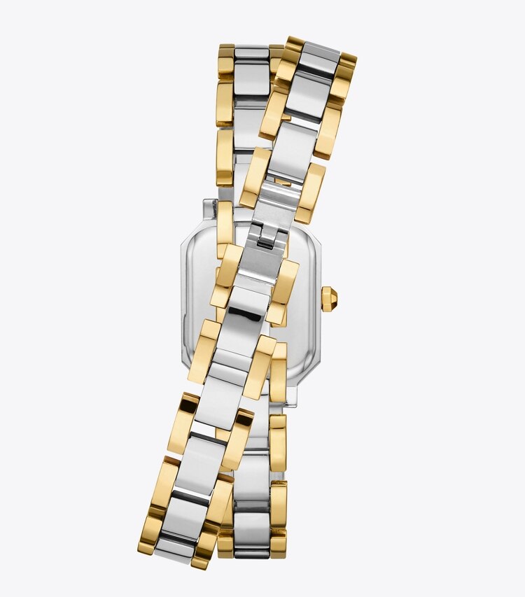 TORY BURCH WOMEN'S ROBINSON MINI WATCH, TWO-TONE GOLD/STAINLESS STEEL - Silver/Gold/Ivory