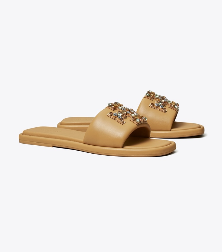 TORY BURCH WOMEN'S DOUBLE T CRYSTAL SPORT SLIDE - Ginger Shortbread