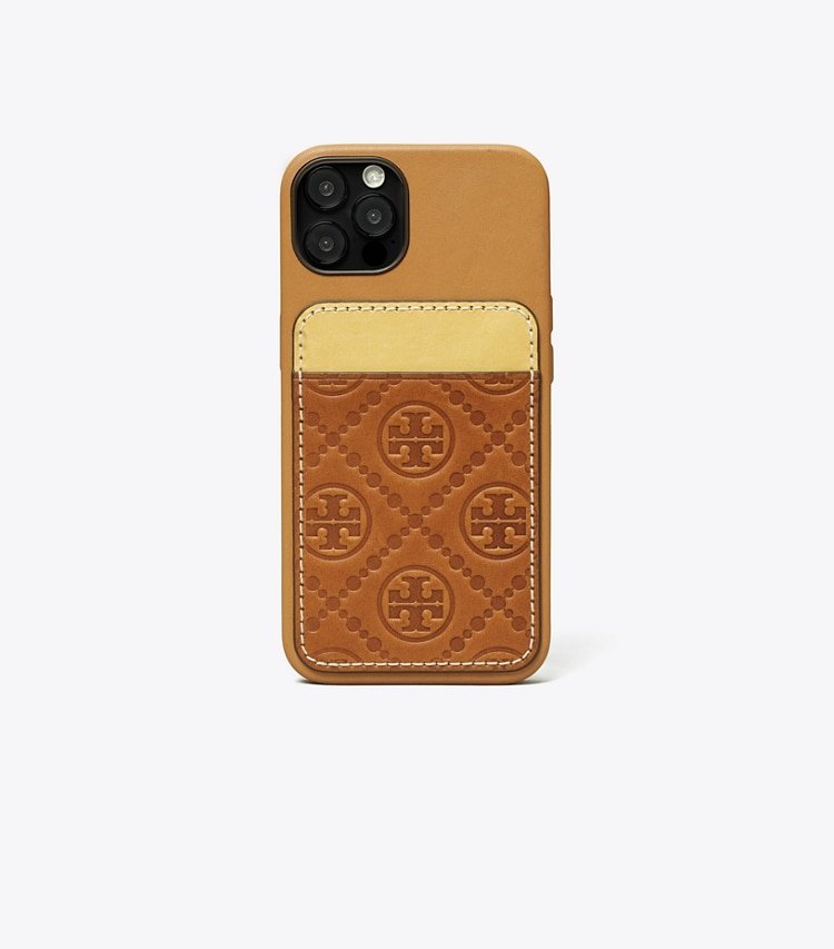 TORY BURCH WOMEN'S T MONOGRAM CARD POCKET PHONE CASE - Classic Cuoio