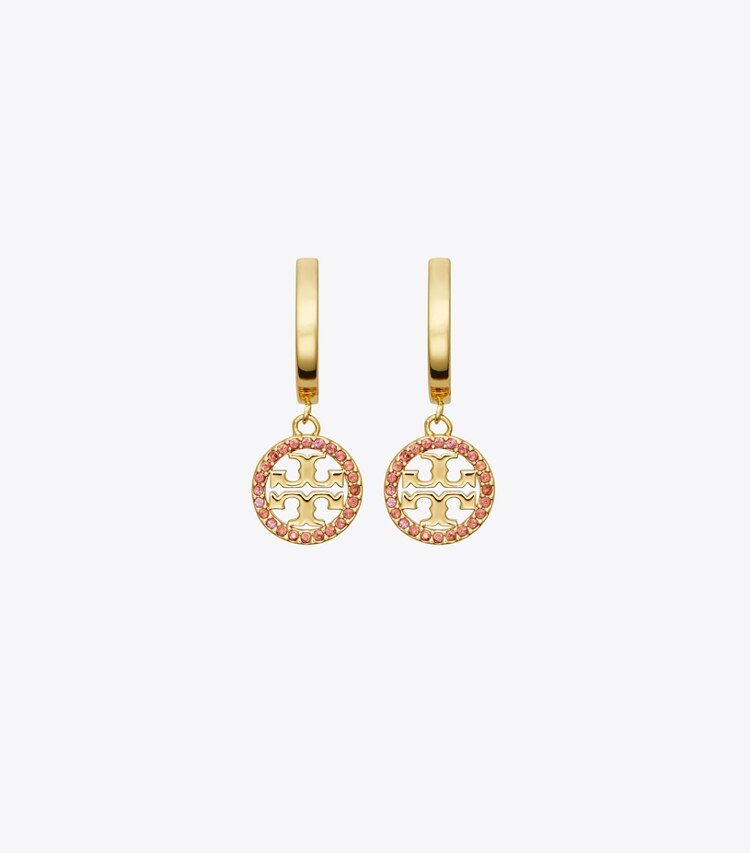 TORY BURCH WOMEN'S MILLER PAVe HOOP EARRING - Tory Gold / Ruby