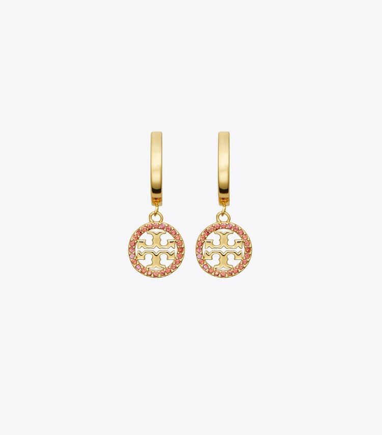 TORY BURCH WOMEN'S MILLER PAVe HOOP EARRING - Tory Gold / Ruby