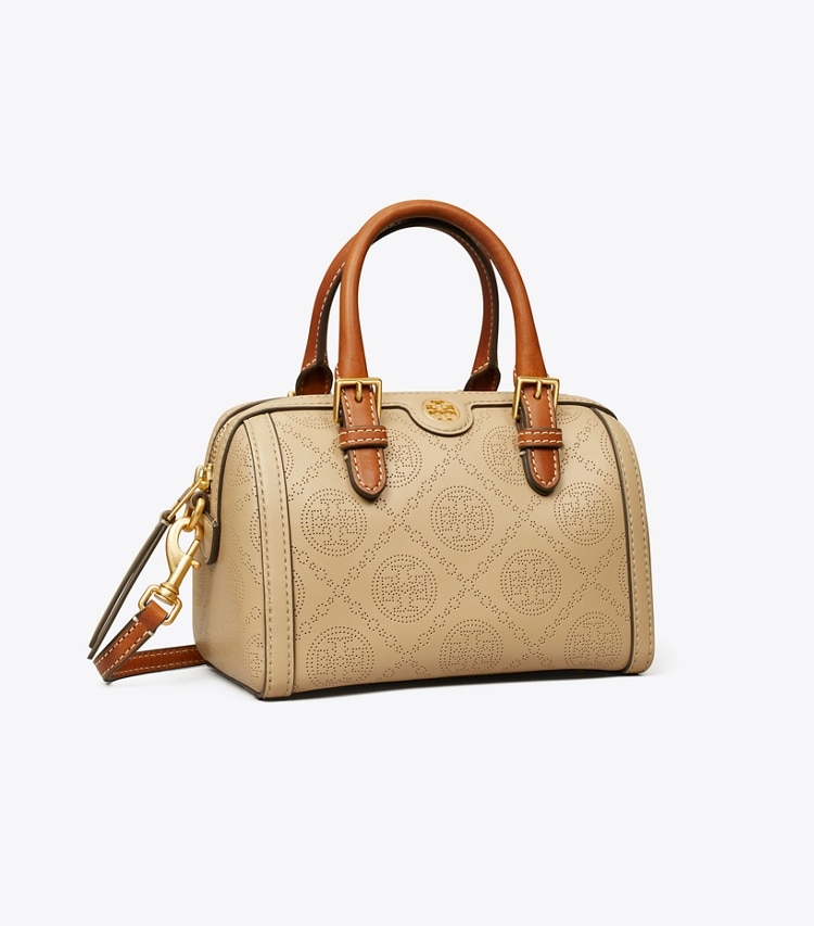 TORY BURCH WOMEN'S T MONOGRAM PERFORATED MINI BARREL BAG - Almond Flour