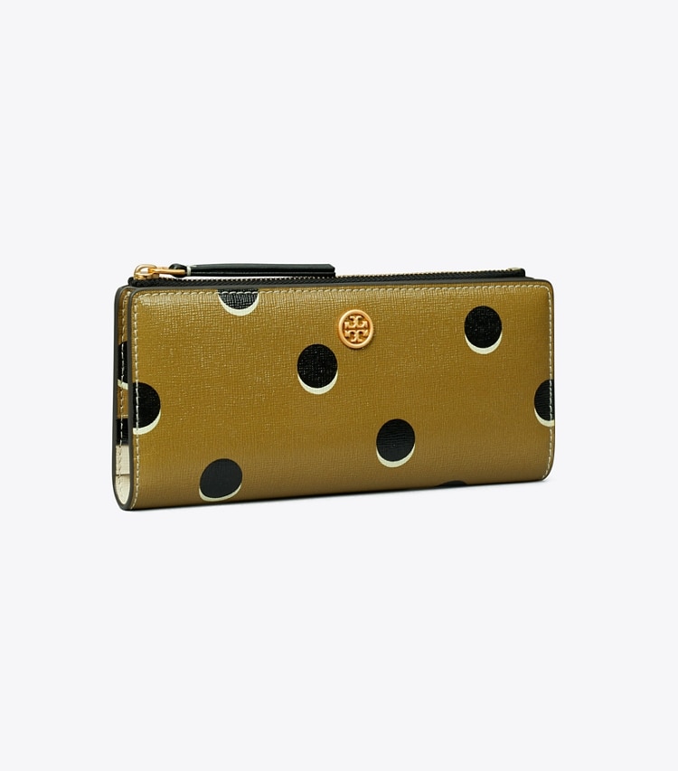 TORY BURCH WOMEN'S ROBINSON DOTTED ZIP SLIM WALLET - Taupe Loop Dot