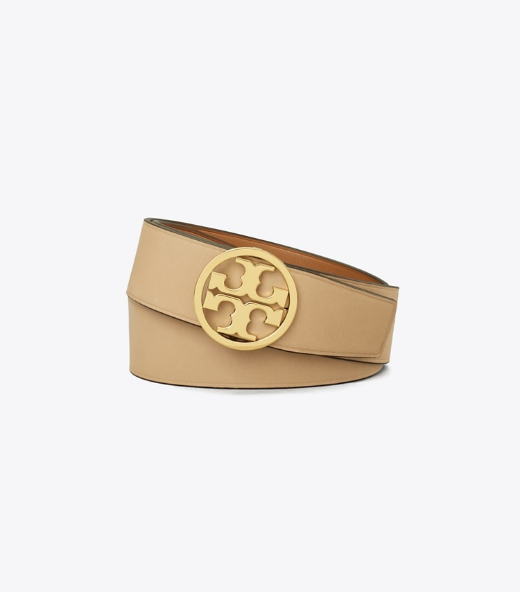 TORY BURCH WOMEN'S 1.5"MILLER REVERSIBLE BELT - Earthy Cane / Kobicha / Gold