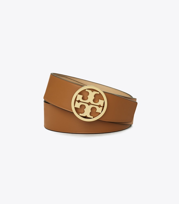 TORY BURCH WOMEN'S 1.5"MILLER REVERSIBLE BELT - Earthy Cane / Kobicha / Gold