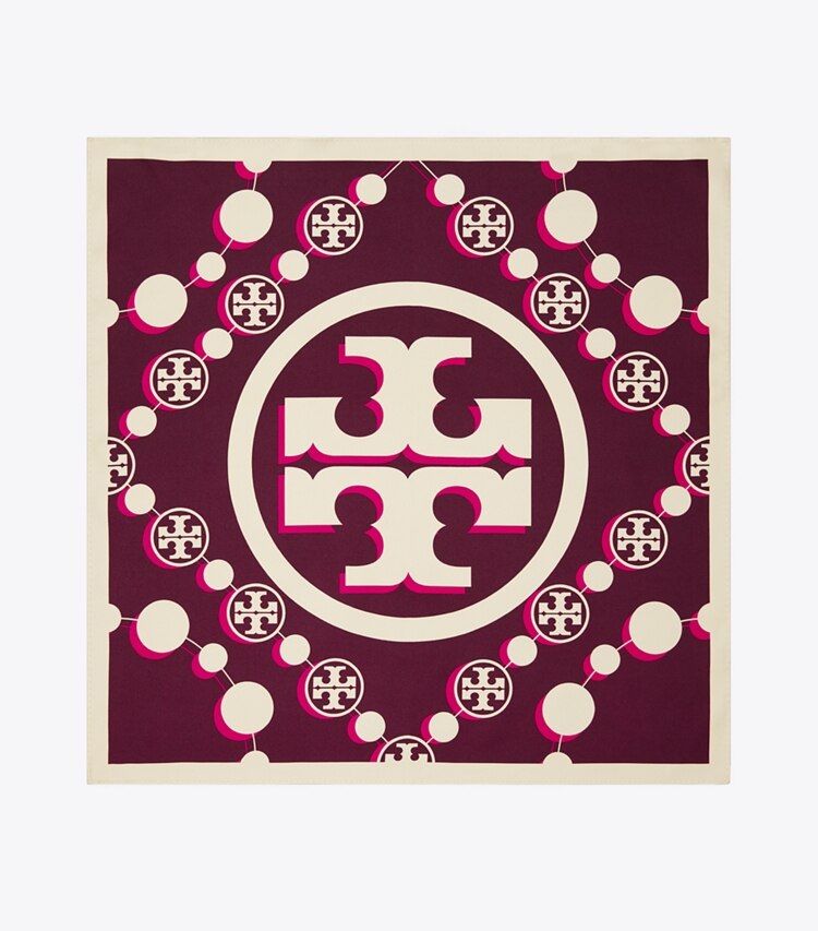 TORY BURCH WOMEN'S T MONOGRAM SILK NECKERCHIEF - Evening Wine