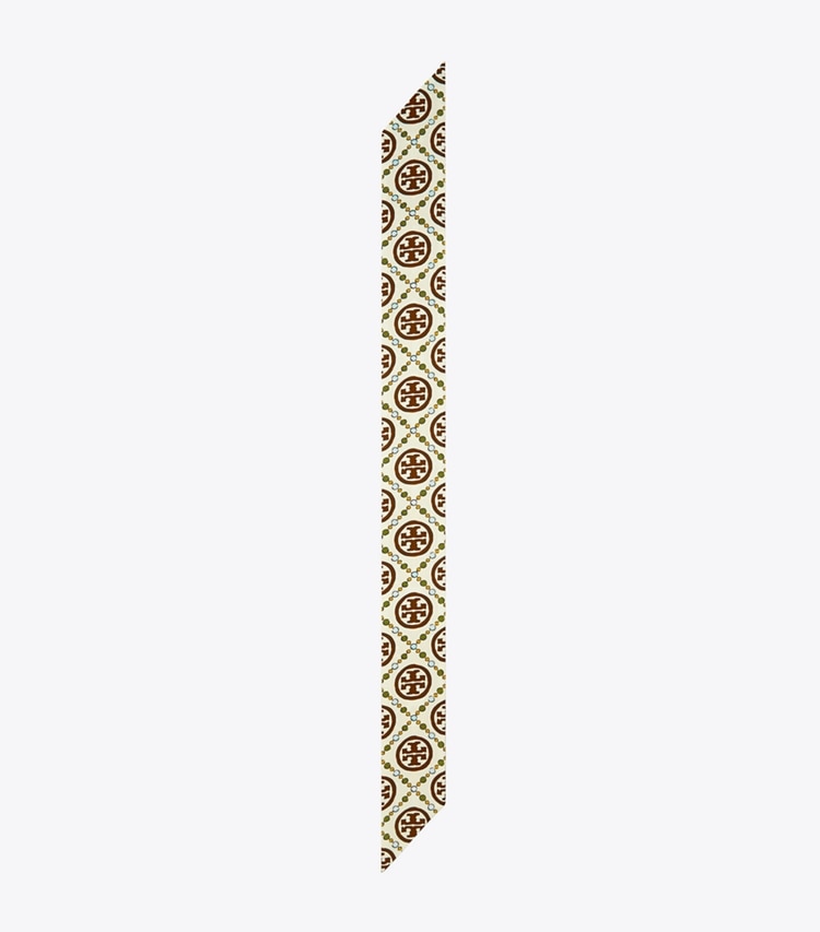 TORY BURCH WOMEN'S T MONOGRAM RIBBON TIE - Olive