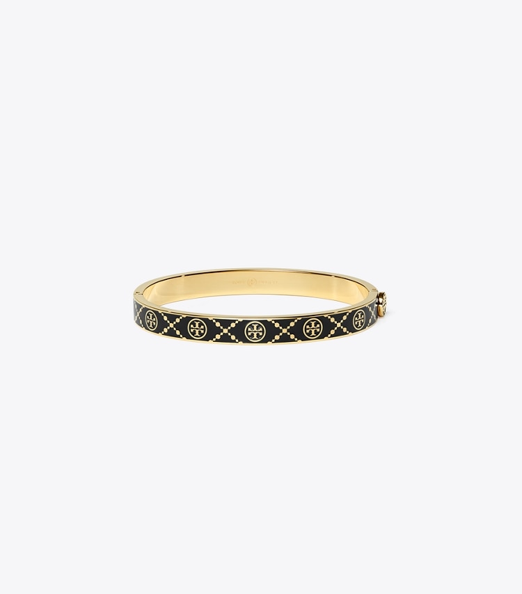 TORY BURCH WOMEN'S T MONOGRAM HINGE BRACELET - Tory Gold / Black