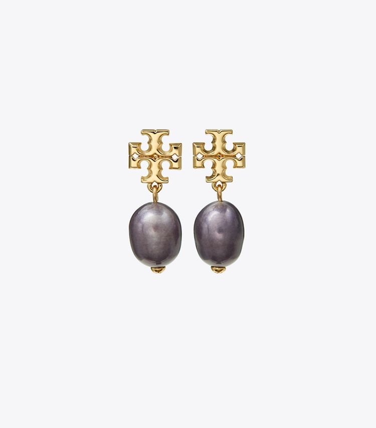 TORY BURCH WOMEN'S KIRA PEARL DROP EARRING - Tory Gold / Dark Purple