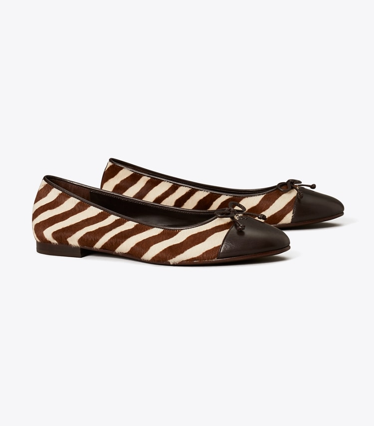 TORY BURCH WOMEN'S CAP-TOE BALLET - Zebra / Coco