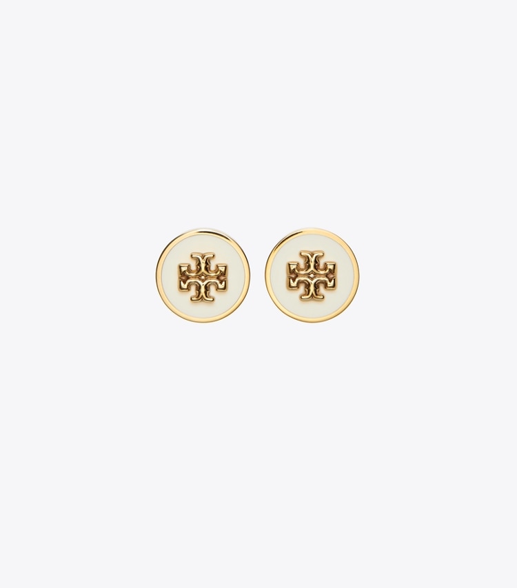 TORY BURCH WOMEN'S KIRA ENAMEL CIRCLE-STUD EARRING - Tory Gold / New Ivory
