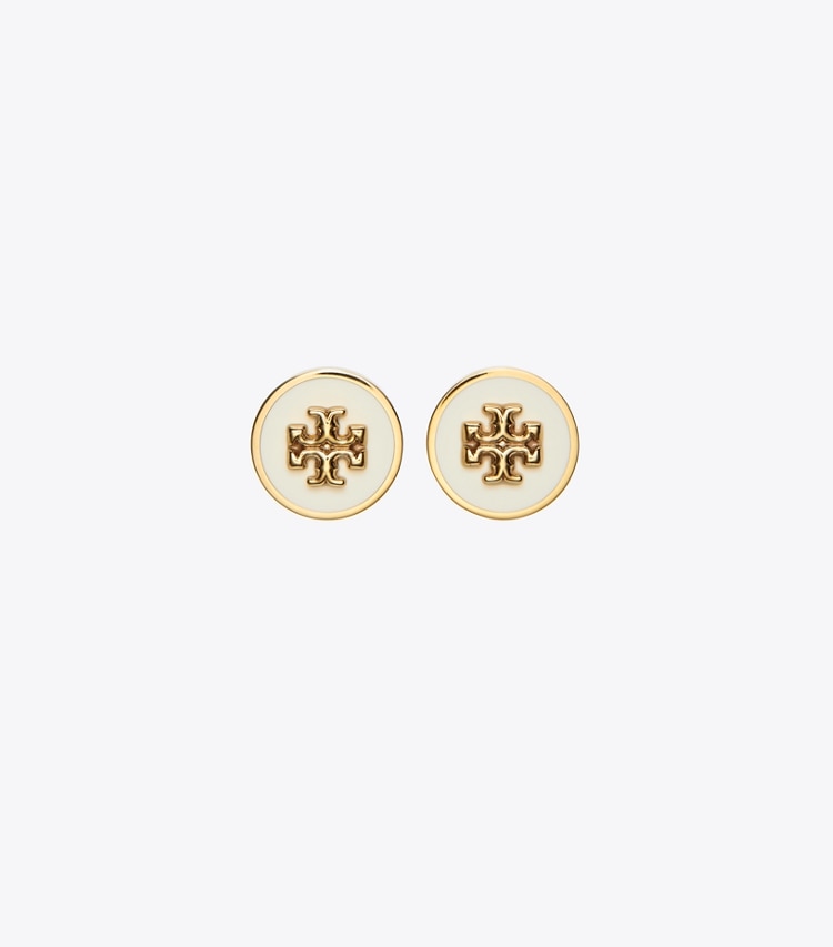 TORY BURCH WOMEN'S KIRA ENAMEL CIRCLE-STUD EARRING - Tory Gold / New Ivory