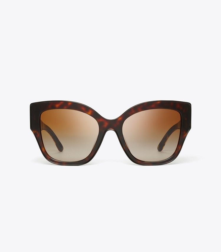 TORY BURCH WOMEN'S OVERSIZED CAT-EYE SUNGLASSES - Dark Tortoise/Brown Gradient