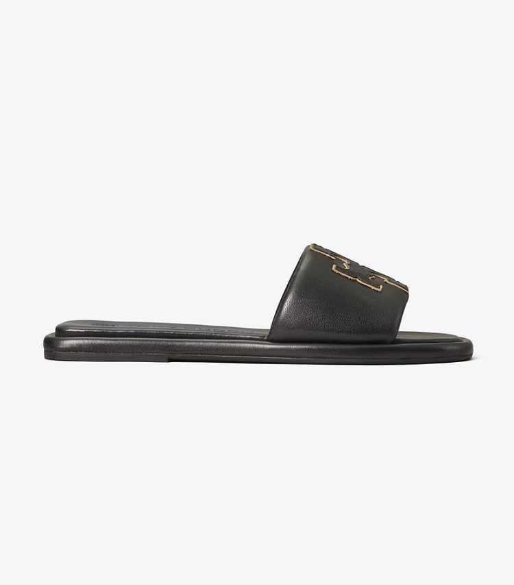 TORY BURCH WOMEN'S DOUBLE T SPORT SLIDE - Perfect Black / Gold