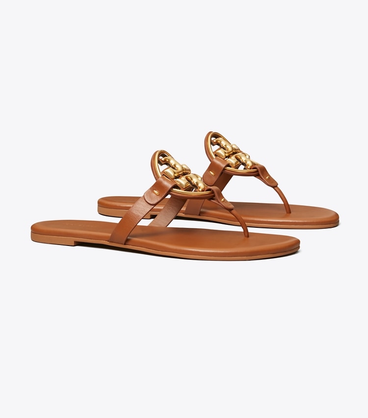 TORY BURCH WOMEN'S MILLER SOFT METAL LOGO SANDAL - Bourbon Miele