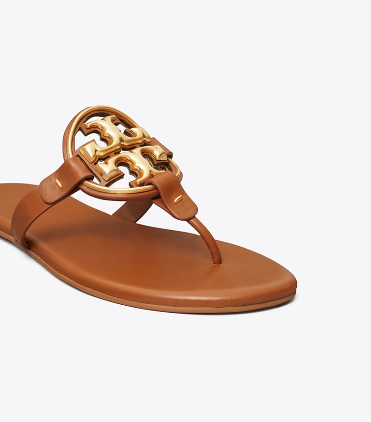 TORY BURCH WOMEN'S MILLER SOFT METAL LOGO SANDAL - Bourbon Miele