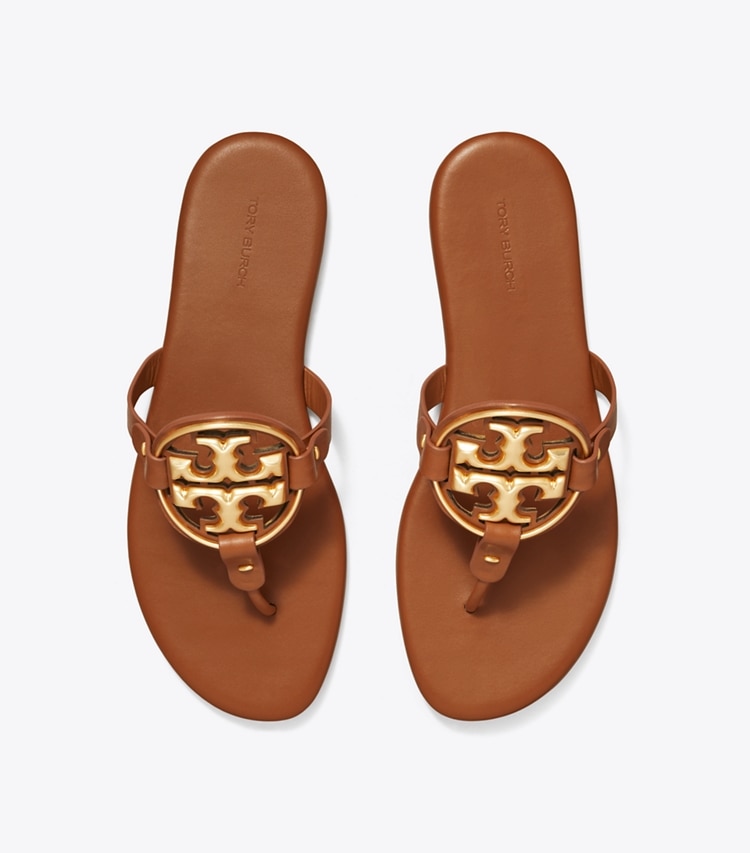 TORY BURCH WOMEN'S MILLER SOFT METAL LOGO SANDAL - Bourbon Miele