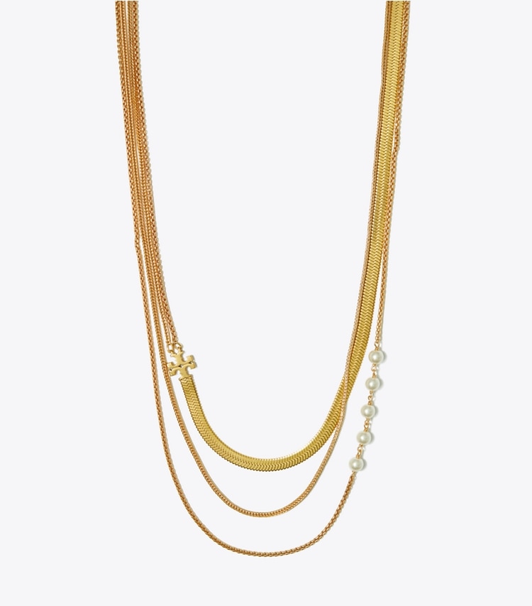 TORY BURCH WOMEN'S KIRA PEARL LAYERED NECKLACE - Tory Gold / Tory Gold