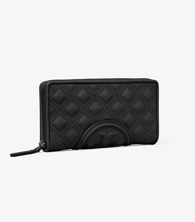 TORY BURCH WOMEN'S FLEMING SOFT MATTE ZIP CONTINENTAL WALLET - Black / Black