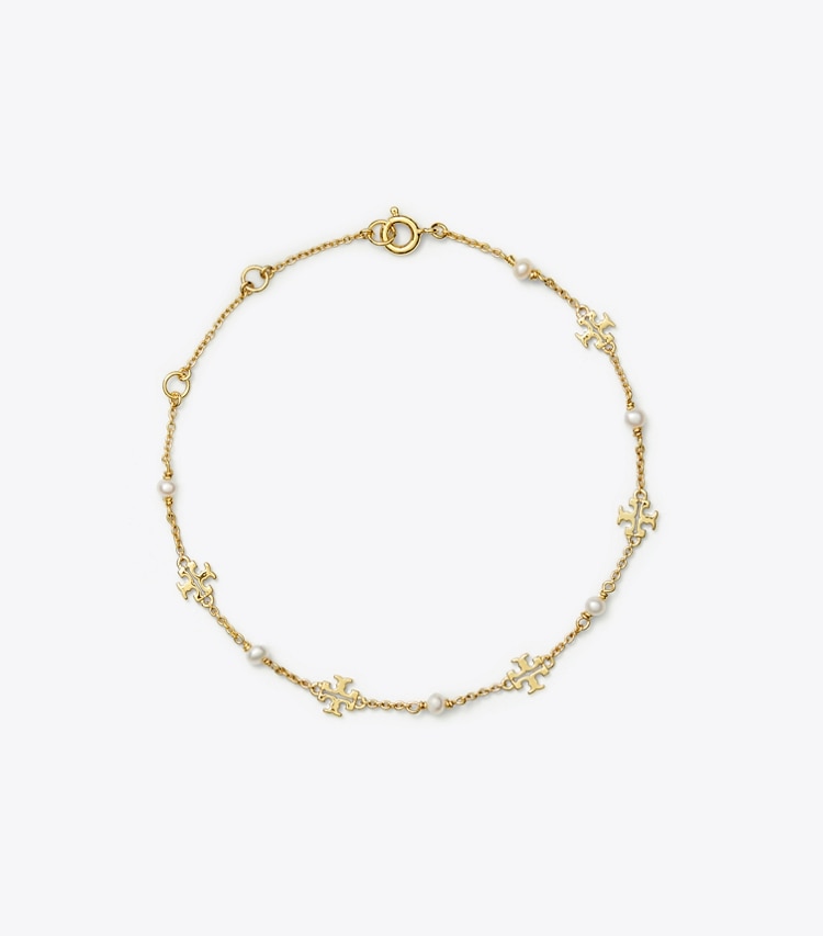 TORY BURCH WOMEN'S KIRA PEARL DELICATE CHAIN BRACELET - Tory Gold / Pearl