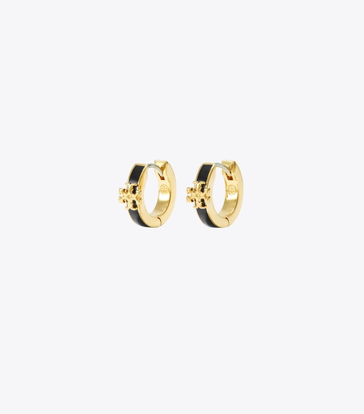 TORY BURCH WOMEN'S KIRA ENAMEL HUGGIE EARRING - Tory Gold / Black