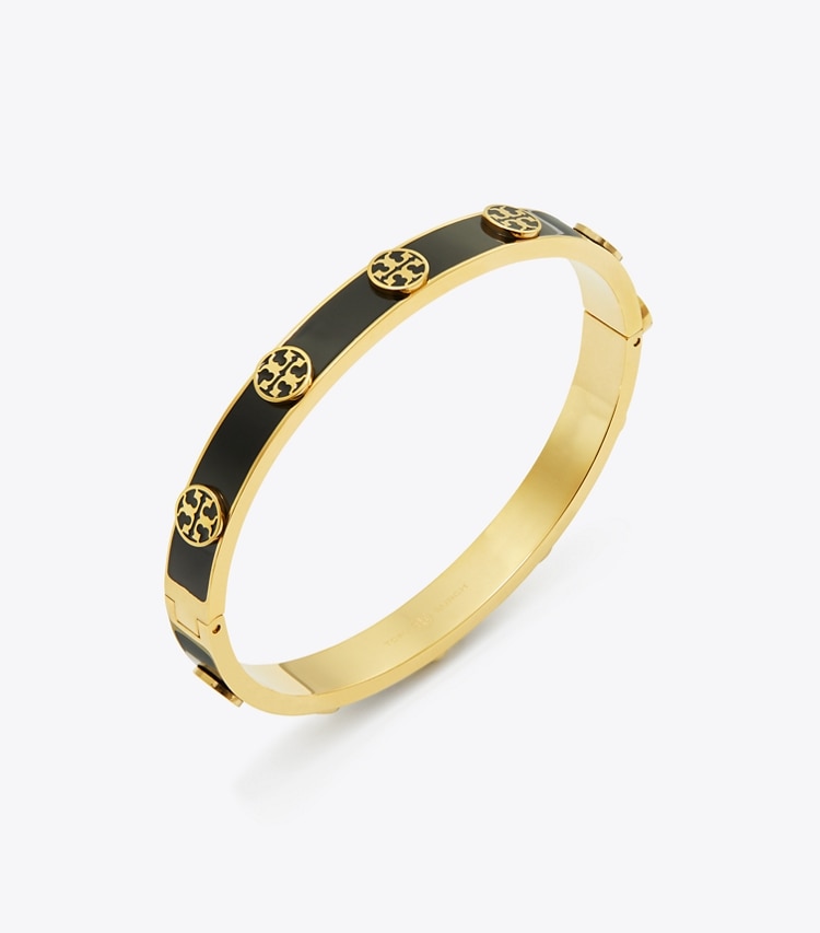 TORY BURCH WOMEN'S MILLER STUD ENAMEL HINGED BRACELET - Tory Gold / Black