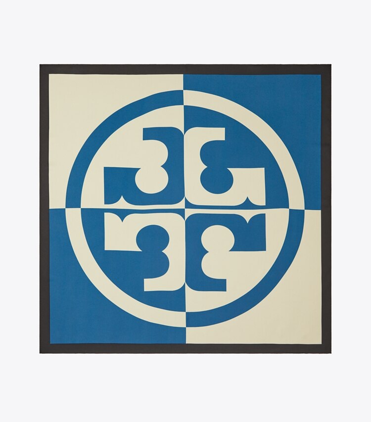 TORY BURCH WOMEN'S COLOR BLOCK LOGO DOUBLE SIDED SQUARE - Color Block Logo Blue