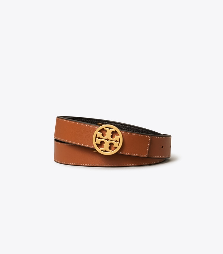 TORY BURCH WOMEN'S 1"MILLER REVERSIBLE BELT - Black / Classic Cuoio / Gold