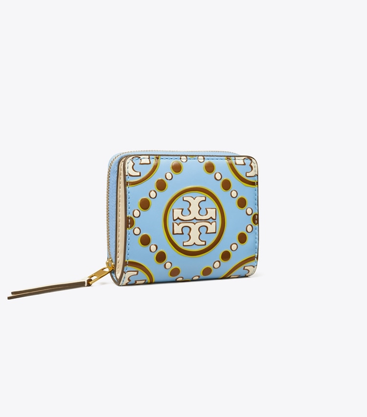 TORY BURCH WOMEN'S T MONOGRAM CONTRAST EMBOSSED BI-FOLD WALLET - Dauphin Blue / New Ivory