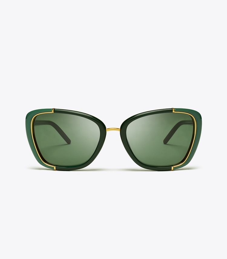 TORY BURCH WOMEN'S ELEANOR CAT-EYE SUNGLASSES - Green/Dark Green