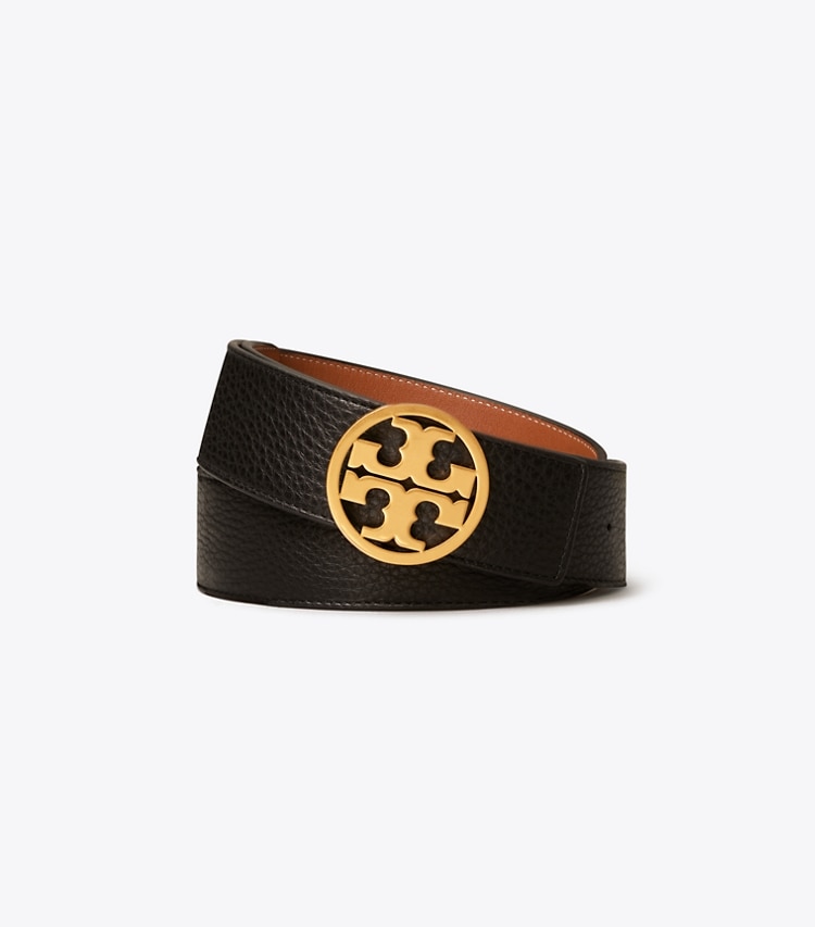 TORY BURCH WOMEN'S 1.5"MILLER REVERSIBLE BELT - Black / Classic Cuoio / Gold