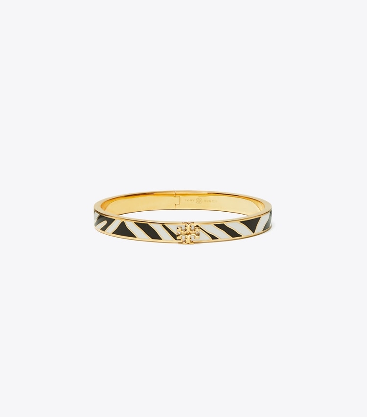 TORY BURCH WOMEN'S KIRA ENAMEL 7MM BRACELET - Tory Gold / Zebra