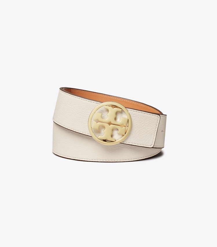 TORY BURCH WOMEN'S 1.5"MILLER REVERSIBLE BELT - New Ivory / Natural Vachetta / Gold