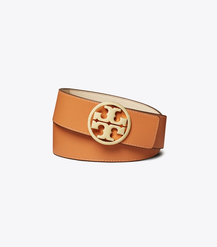 TORY BURCH WOMEN'S 1.5"MILLER REVERSIBLE BELT - New Ivory / Natural Vachetta / Gold - Click Image to Close