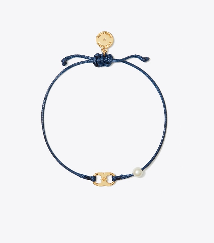 TORY BURCH WOMEN'S EMBRACE AMBITION PEARL BRACELET - Tory Gold / Tory Navy / Creme