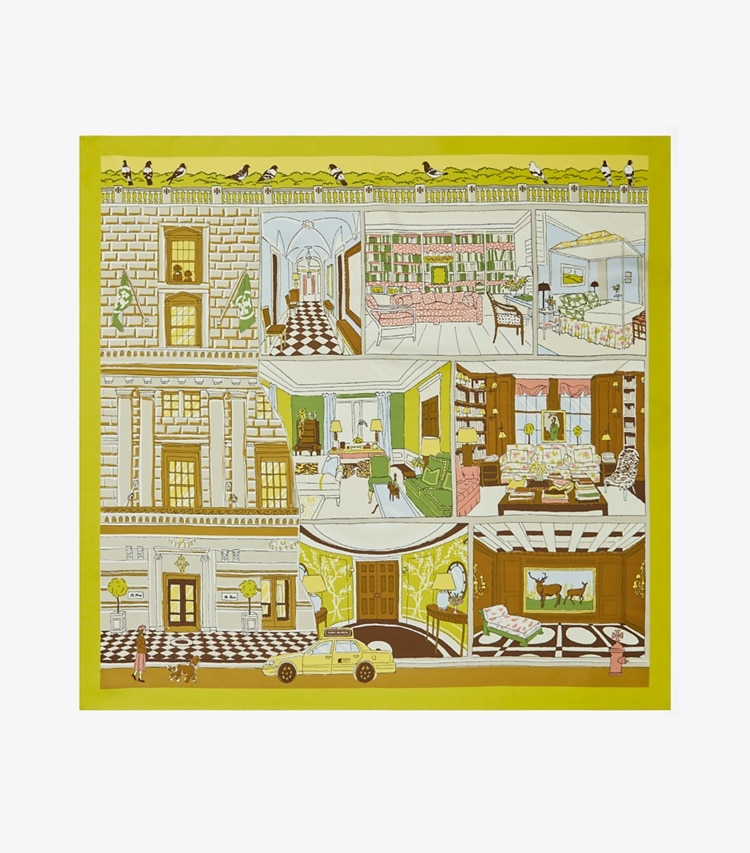 TORY BURCH WOMEN'S DOLLHOUSE SQUARE - Tory Mansion Chartreuse - Click Image to Close