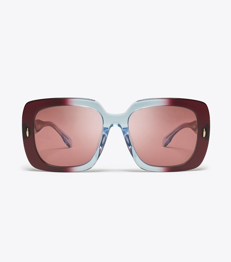 TORY BURCH WOMEN'S MILLER OVERSIZED SQUARE SUNGLASSES - Gradient Burgundy/Dark Violet